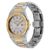 Tilted front angle of Pangino Augustan two-tone watch