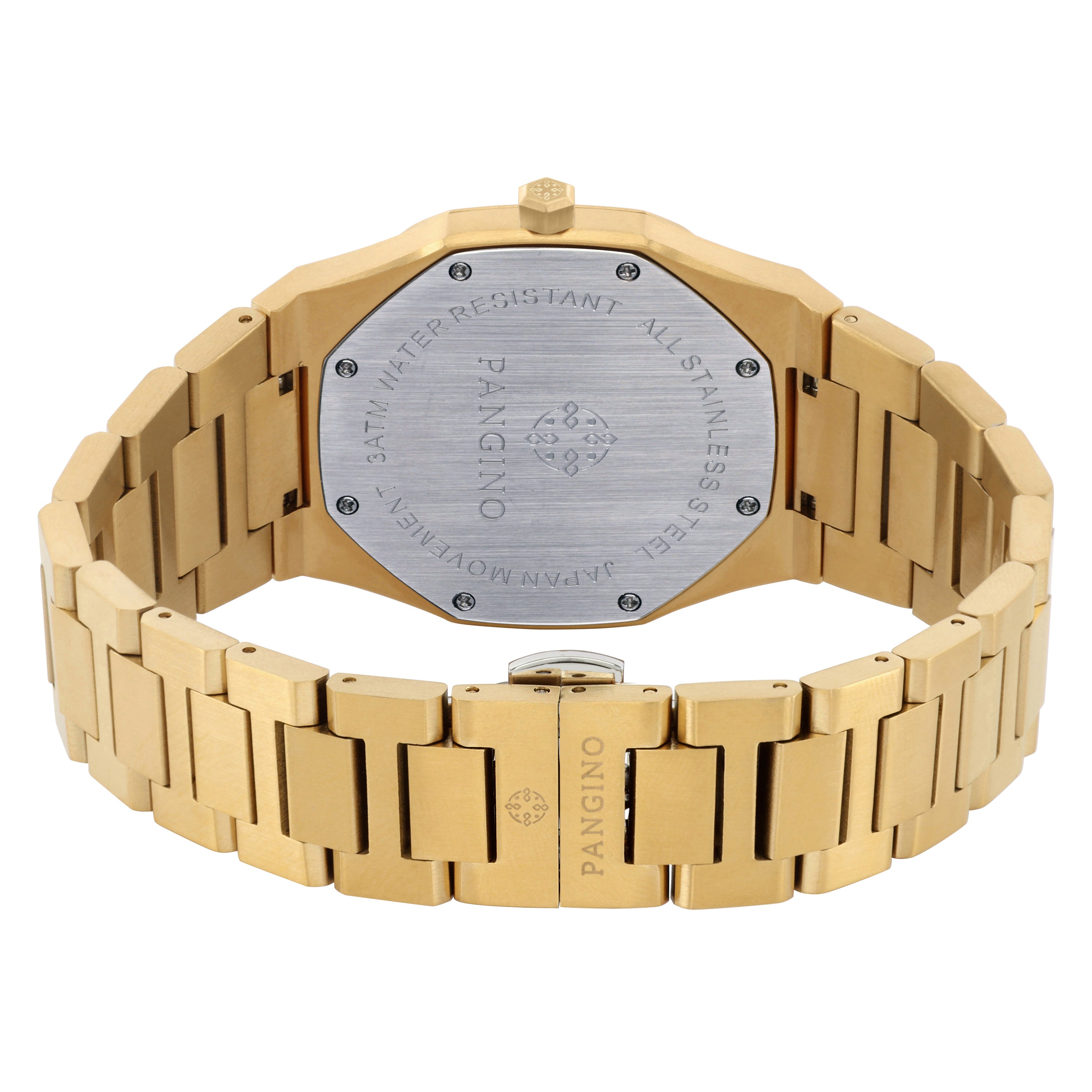 Back of Pangino Easterner all gold-tone watch