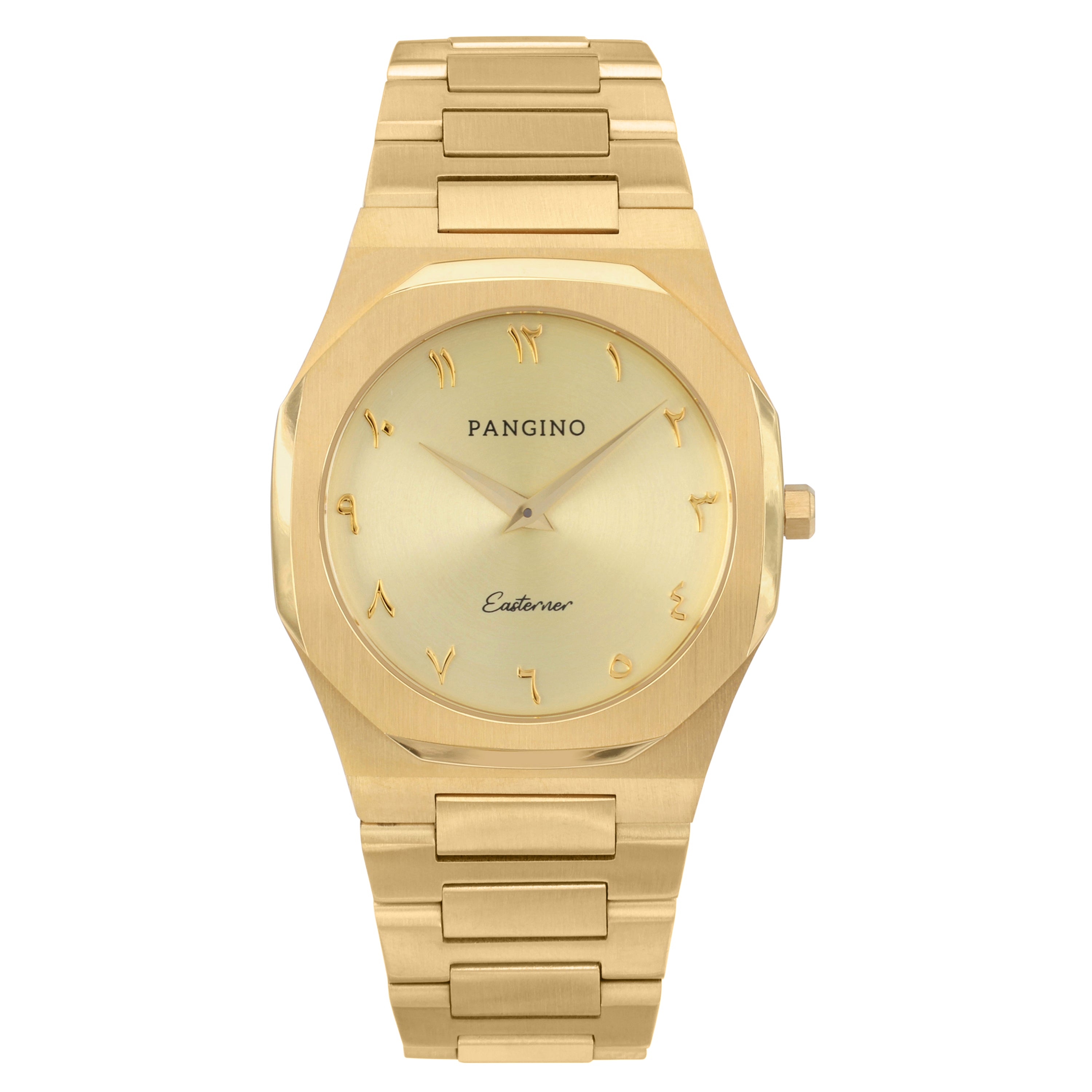 Front of Pangino Easterner all gold-tone watch