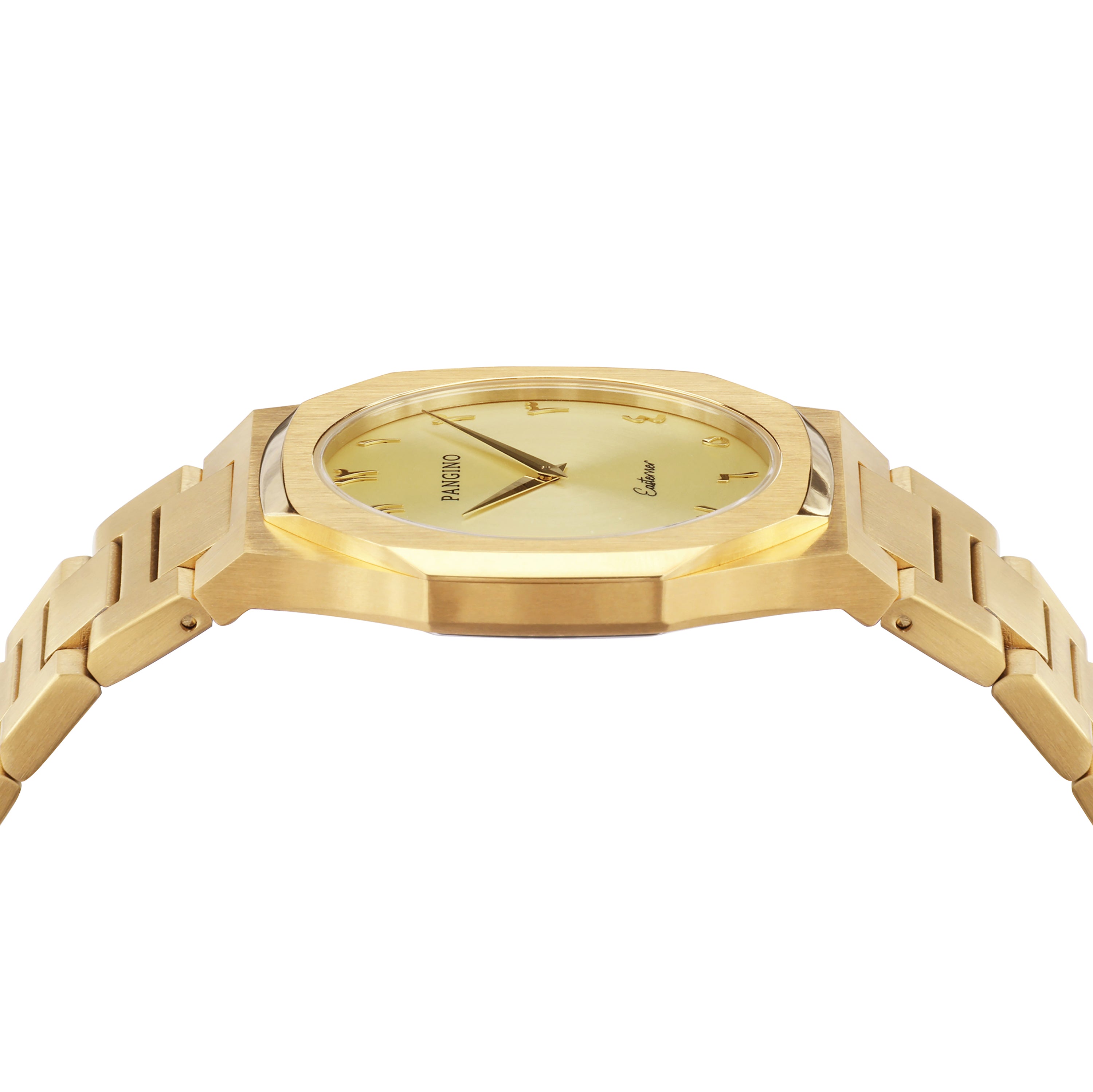 Left side of Pangino Easterner all gold-tone watch