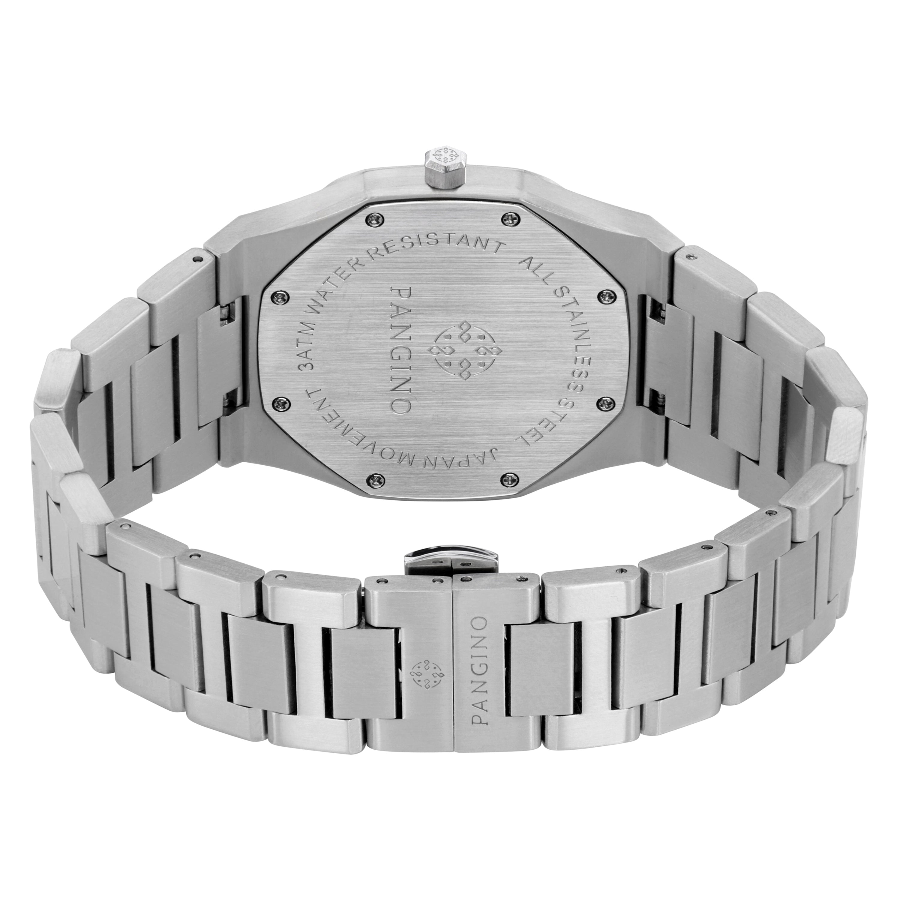Back of Pangino Easterner silver-tone dial watch