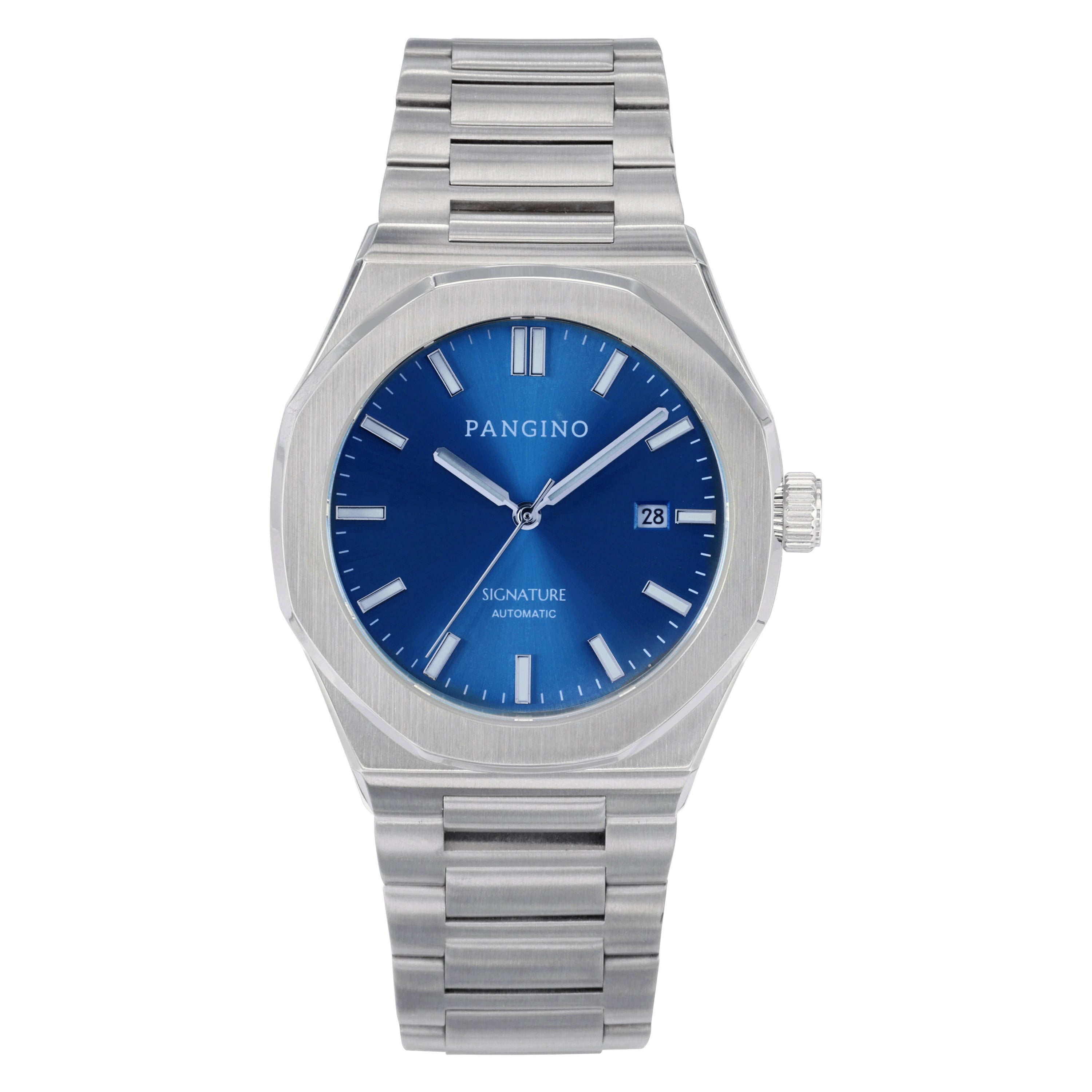 Front of Pangino Signature blue dial watch