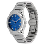 Tilted front angle of Pangino Signature blue dial watch