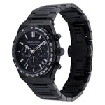 Tilted front angle of Pangino Urban Chronograph all black watch