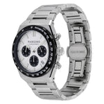 Tilted front angle of Pangino Urban Chronograph panda dial watch