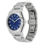 Tilted front angle of Pangino Urbanite blue dial watch