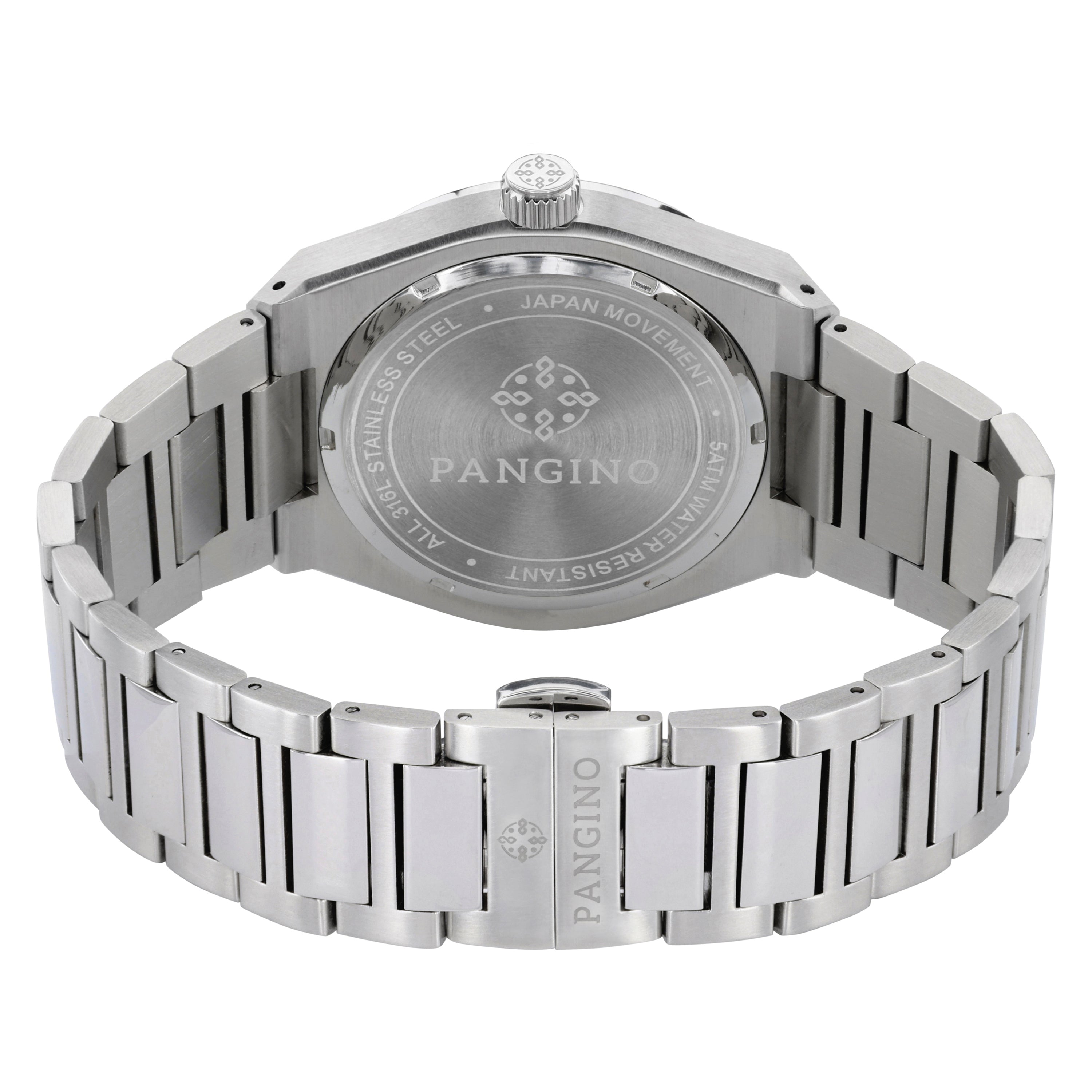 Back of Pangino Urbanite silver-tone dial watch