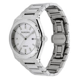 Tilted front angle of Pangino Urbanite silver-tone dial watch
